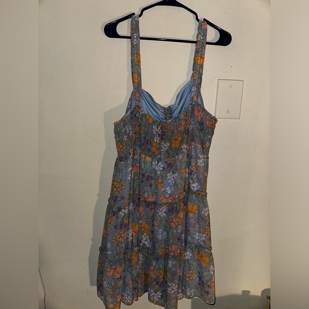 Arula women’s blue orange floral tiered sleeveless mini dress B 2X spring - Picture 7 of 11